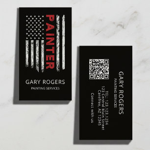 Modern QR Code Painter American Flag Business Card