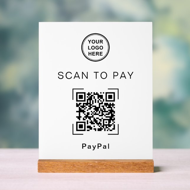 Modern QR Code Payment Sign For Countertop (Neutral)