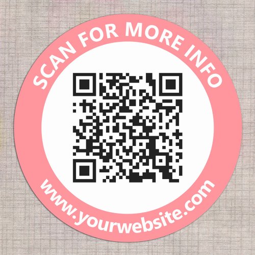 Modern QR Code personalized Text Pink Black White Classic Round Sticker