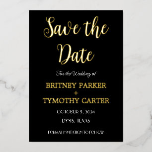 Modern QR Code Photo Calligraphy Black Wedding Foi Foil Invitation