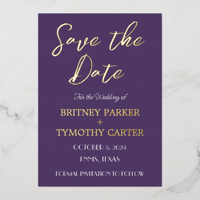 Modern QR Code Photo Calligraphy Script Wedding Foil Invitation (Front)