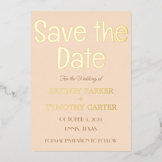 Modern QR Code Photo Champagne Script Wedding Foil Invitation (Front)