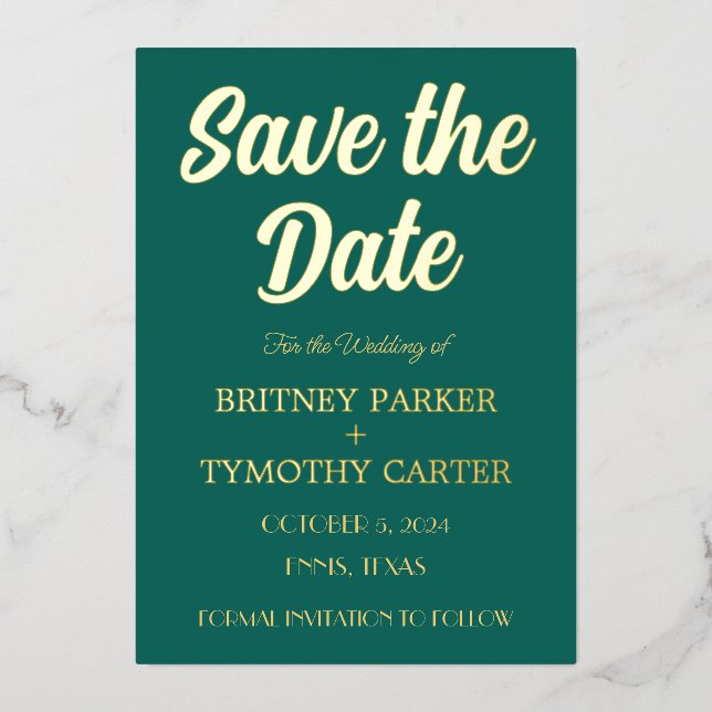 Modern QR Code Photo Emerald Green Script Wedding  Foil Invitation (Front)