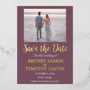 Modern QR Code Photo Lavender Purple Wedding Foil Foil Invitation