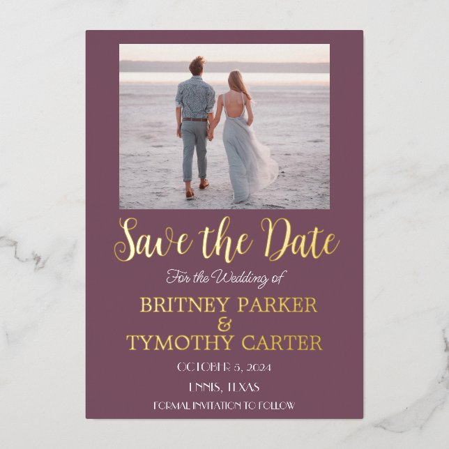 Modern QR Code Photo Lavender Purple Wedding  Foil Invitation (Front)