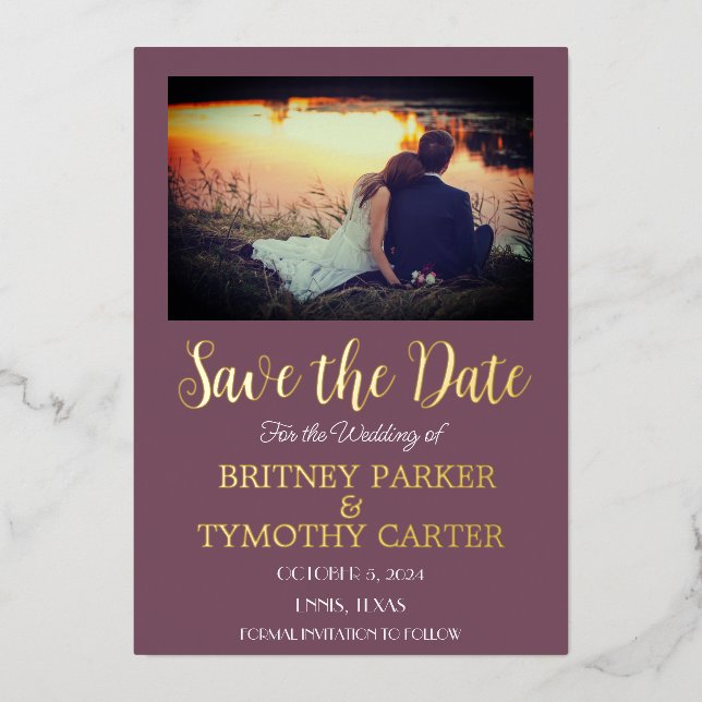 Modern QR Code Photo Lavender Purple Wedding  Foil Invitation (Front)