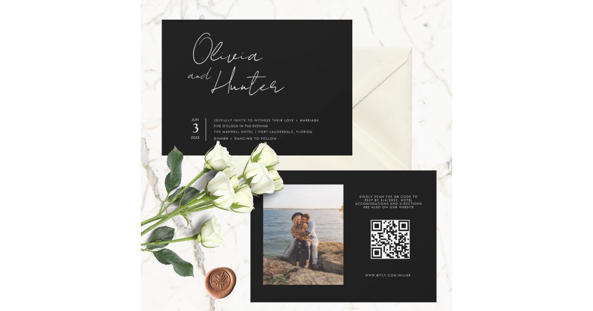 Modern QR Code Photo Wedding Invitation | Zazzle