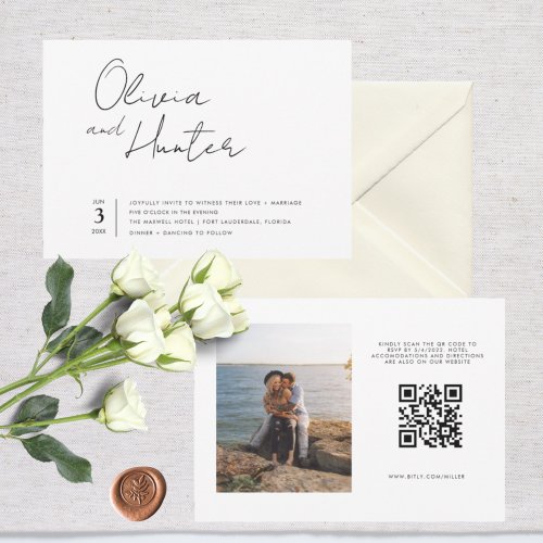Modern QR Code Photo Wedding   Invitation
