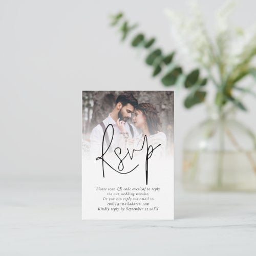 Modern QR Code Photo Wedding RSVP Enclosure Card