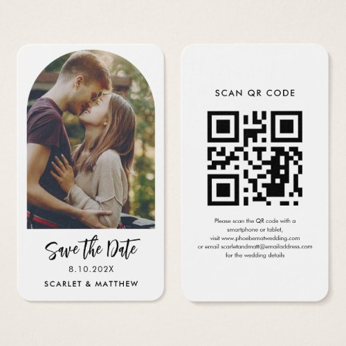 Modern QR Code Photo Wedding Website Save the Date