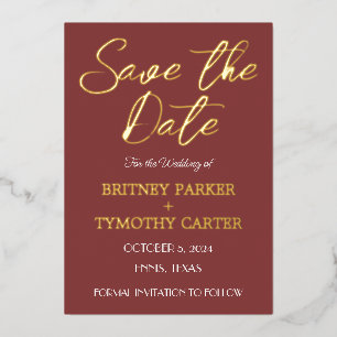 Modern QR Code Photo Wine Burgundy Script Wedding  Foil Invitation