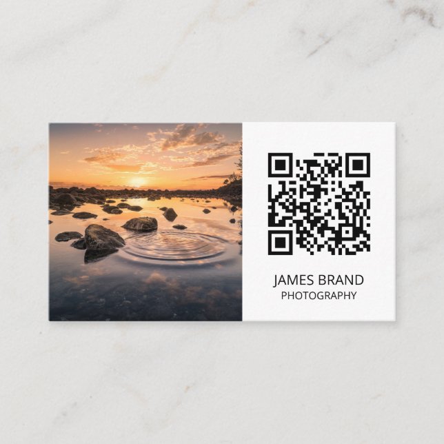 Modern QR Code Photographer Business Card (Front)