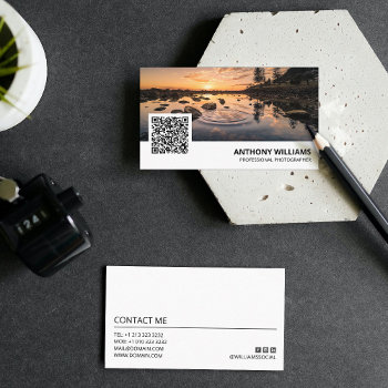Modern Qr Code Photographer Business Card by J32Design at Zazzle