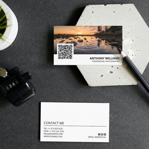 Modern QR Code Photographer Business Card