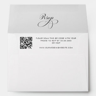Modern QR Code Pre-Addressed Black White Wedding Envelope