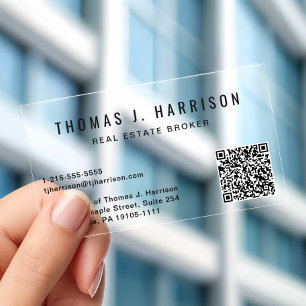 Modern QR Code Professional Clear Business Cards
