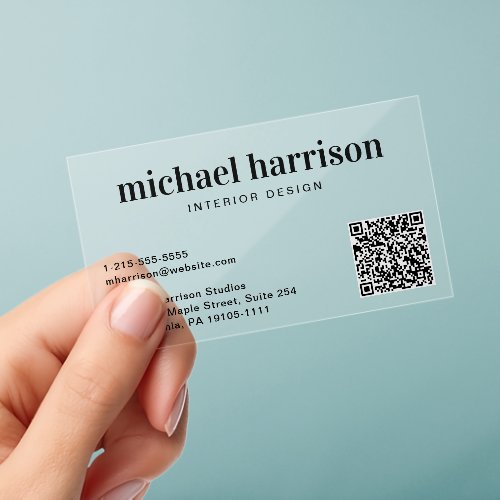 Modern QR Code Professional Clear Business Cards