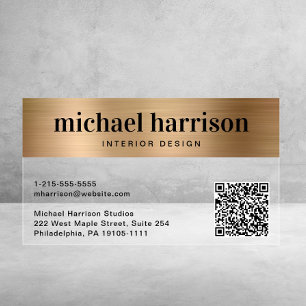 Modern QR Code Professional Gold Clear Business Cards