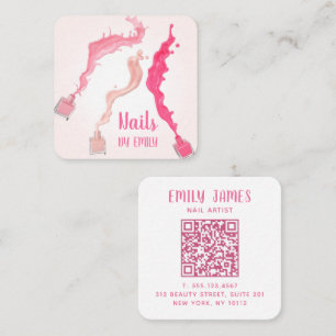 Modern QR Code Professional Nail Spa Salon Square Business Card