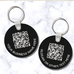 Modern QR Code Promotional Black Keychain<br><div class="desc">Modern black promotional keychain for your business or organization,  Add your QR code or logo and two lines of customized text,  such as your company name,  slogan,  thank you,  etc.,  in simple white typography.</div>