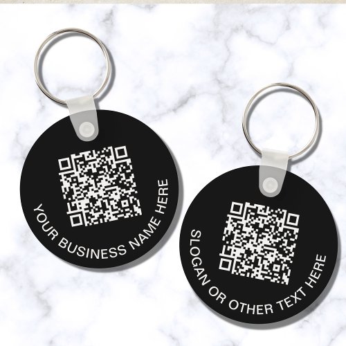 Modern QR Code Promotional Black Keychain