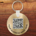 Modern QR Code Promotional Gold Keychain | Zazzle