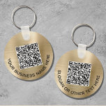 Modern QR Code Promotional Gold Keychain<br><div class="desc">Simple modern promotional keychain for your business or organization with a brushed gold faux metallic background. Add a QR code or logo and two lines of customized text,  such as your company name,  slogan,  thank you,  etc.</div>