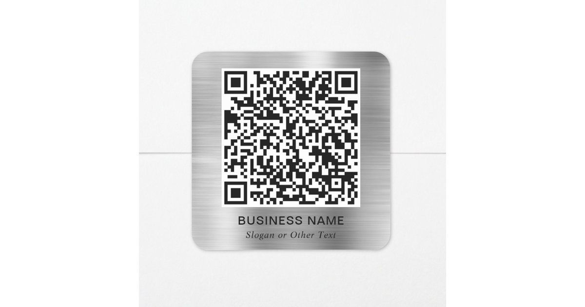 Square Qr Code Sticker Modern QR Code Promotional Silver Square Sticker | Zazzle