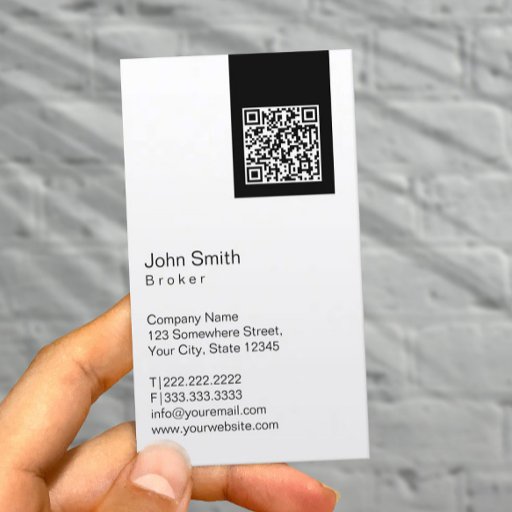 Customizable Modern QR code Real Estate Broker Business Card