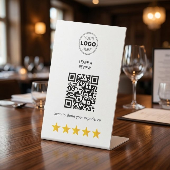 Modern QR Code Review Request for Business Pedestal Sign (Boost Business Reviews: Bold QR Code Pedestal Sign for Better Ratings)