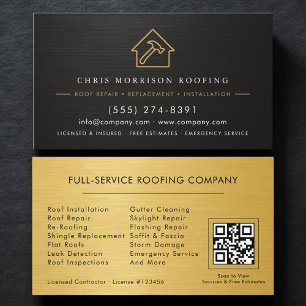 Modern QR Code Roofing Roofer Service Business Card