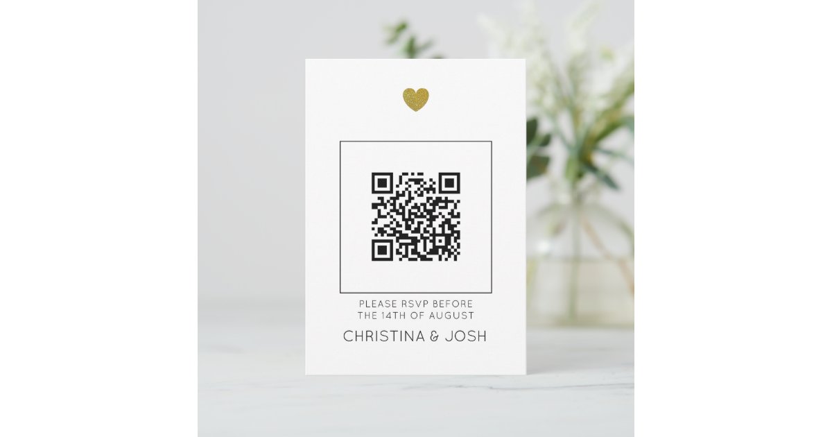 Modern qr code rsvp online wedding invitation zazzle