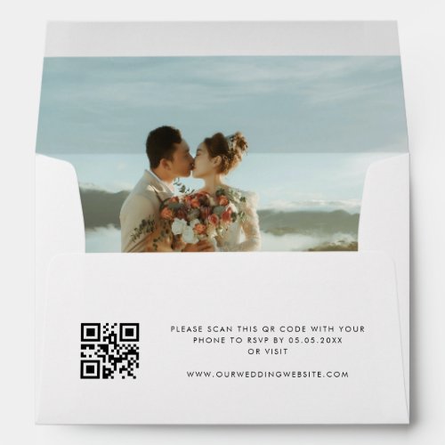 Modern QR Code RSVP Pre_Addressed Photo Wedding Envelope