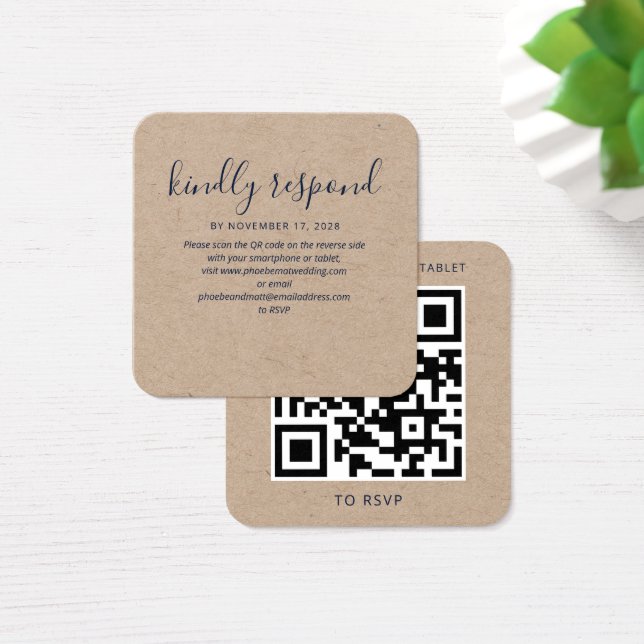 Modern QR Code RSVP Wedding Response Card (Desk)