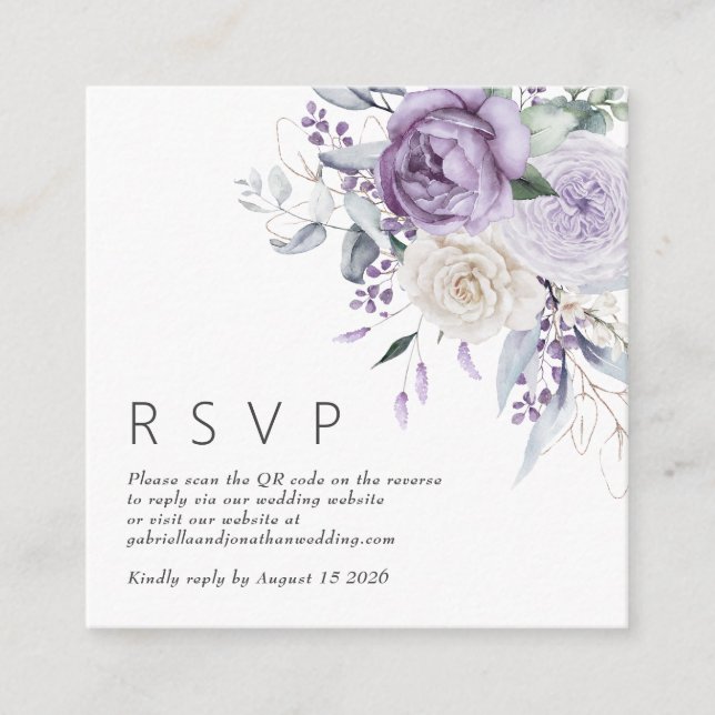 Modern QR Code Rust Terracotta Floral Wedding RSVP Enclosure Card (Front)