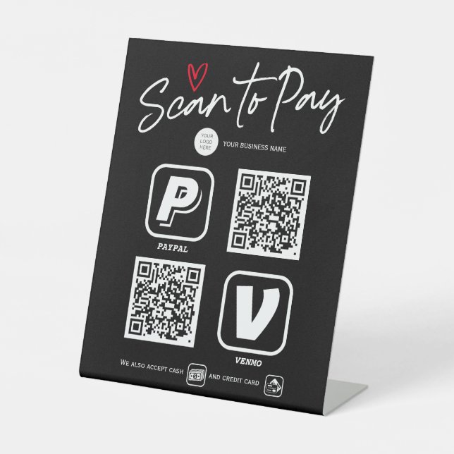 Modern QR code scan to pay payment options sign (Front)