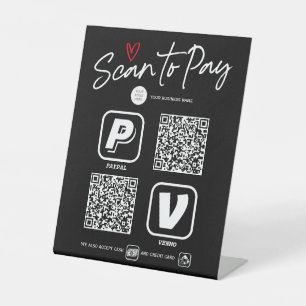 Modern QR code scan to pay payment options sign