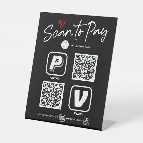 Modern QR code scan to pay payment options sign