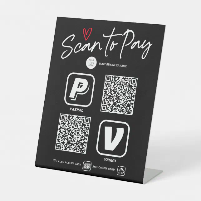 Modern QR code scan to pay payment options sign | Zazzle