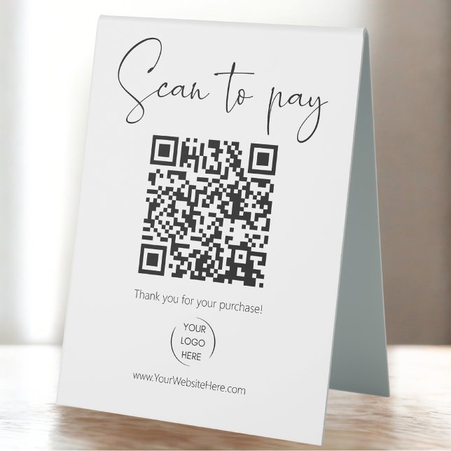Modern QR code Scan to Pay Venmo + Scan for menu Table Tent (Creator Uploaded)