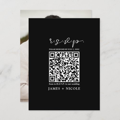 Modern QR Code Scannable Wedding RSVP Reply  Invitation