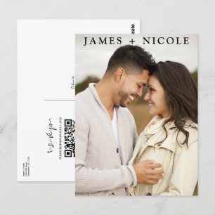 Modern QR Code Scannable Wedding R.S.V.P. Reply  Postcard
