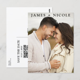 Modern QR Code Scannable Wedding Save the Date Postcard
