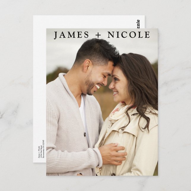 Modern QR Code Scannable Wedding Save the Date Postcard (Front/Back)