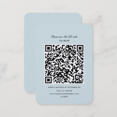 Modern QR Code Script Wedding RSVP Enclosure Card