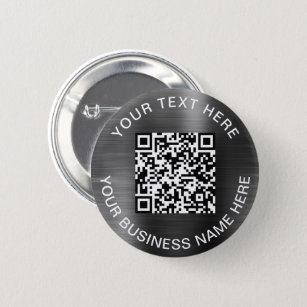 Modern QR Code Silver Promotional Button