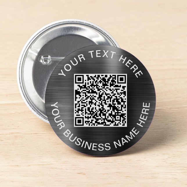 Modern QR Code Silver Promotional Button (Modern QR Code Silver Promotional Button)