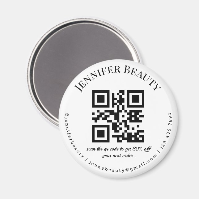 modern qr code small business beauty salon trendy magnet (Front/Back)