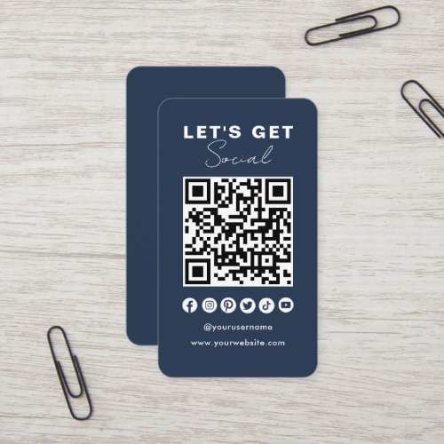 Modern QR Code Social Media Connect With Us Business Card