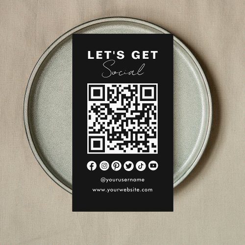 Modern QR Code Social Media Connect With Us Business Card